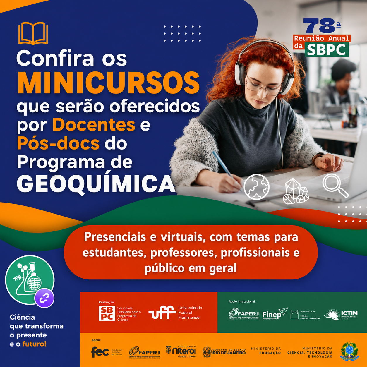 Docentes e pós-doutorandos do Programa de Geoquímica ministrarão minicursos na 78ª Reunião Anual da SBPC  